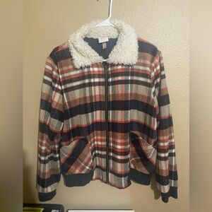 Womens Knox Rose Plaid Zip Up Jacket. Size Medium